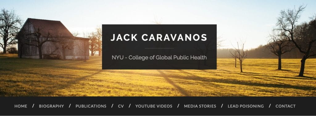 Website for Dr. Jack Caravanos, Professor College of Public Health, NYU