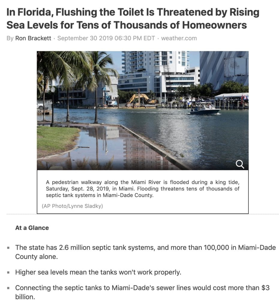 King Tides in Florida create no flush zone