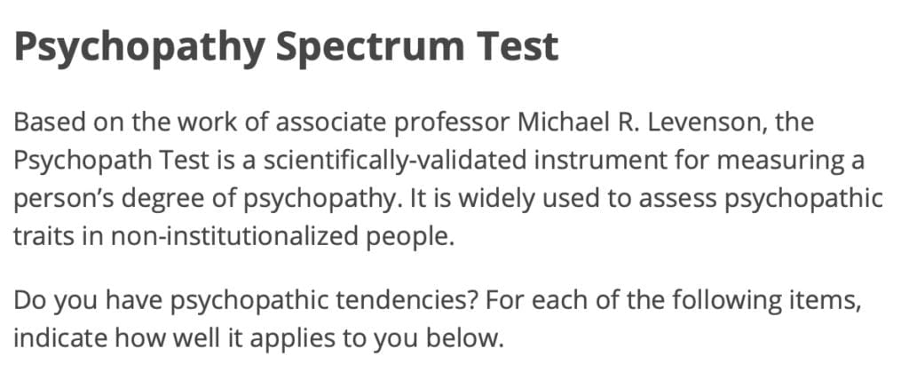 Psycopathy test