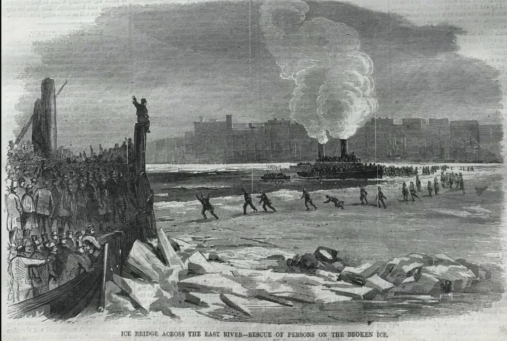 Walking across East River 1867