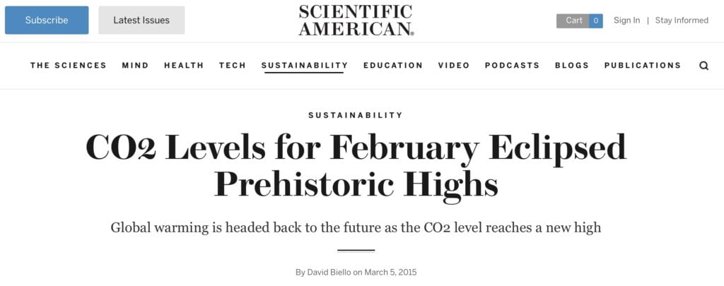 CO2 Levels for February Eclipsed Prehistoric Highs