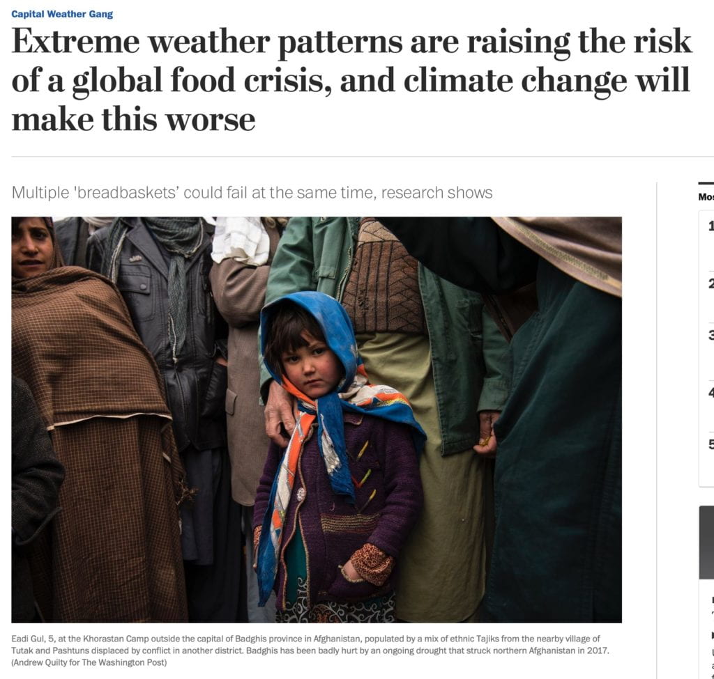  Capital Weather Gang Extreme weather patterns are raising the risk of a global food crisis, and climate change will make this worse