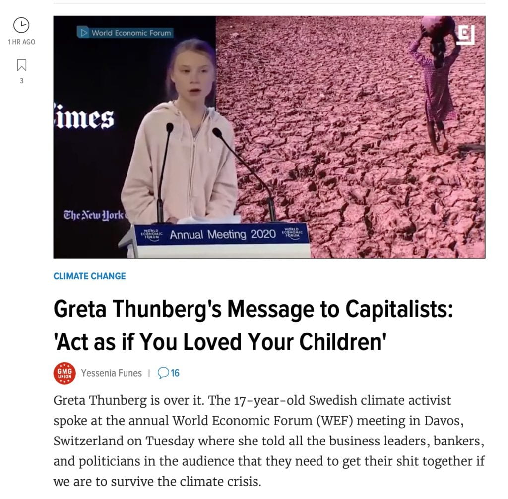 Greta Thunberg's Message to Capitalists: 'Act as if You Loved Your Children'