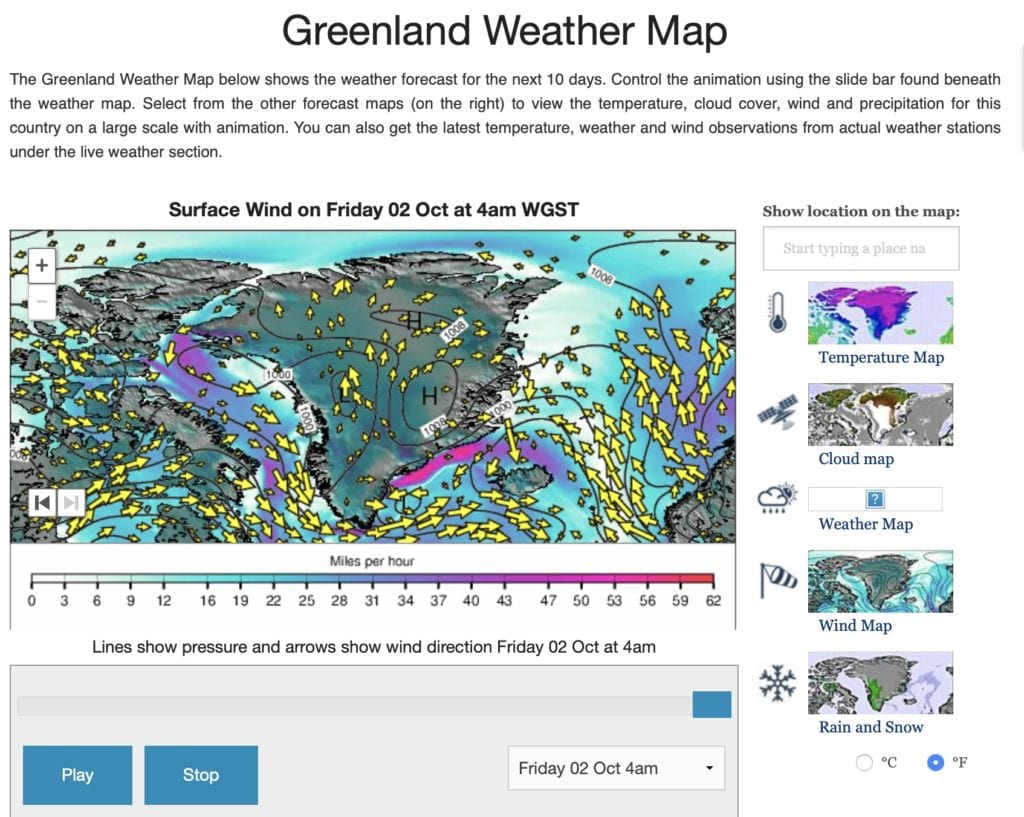 Greenland Weather Map