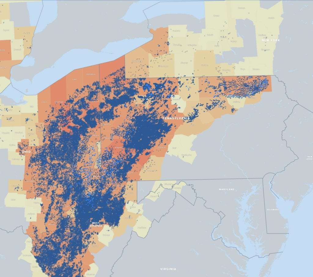 Interactive map of Methane at wells