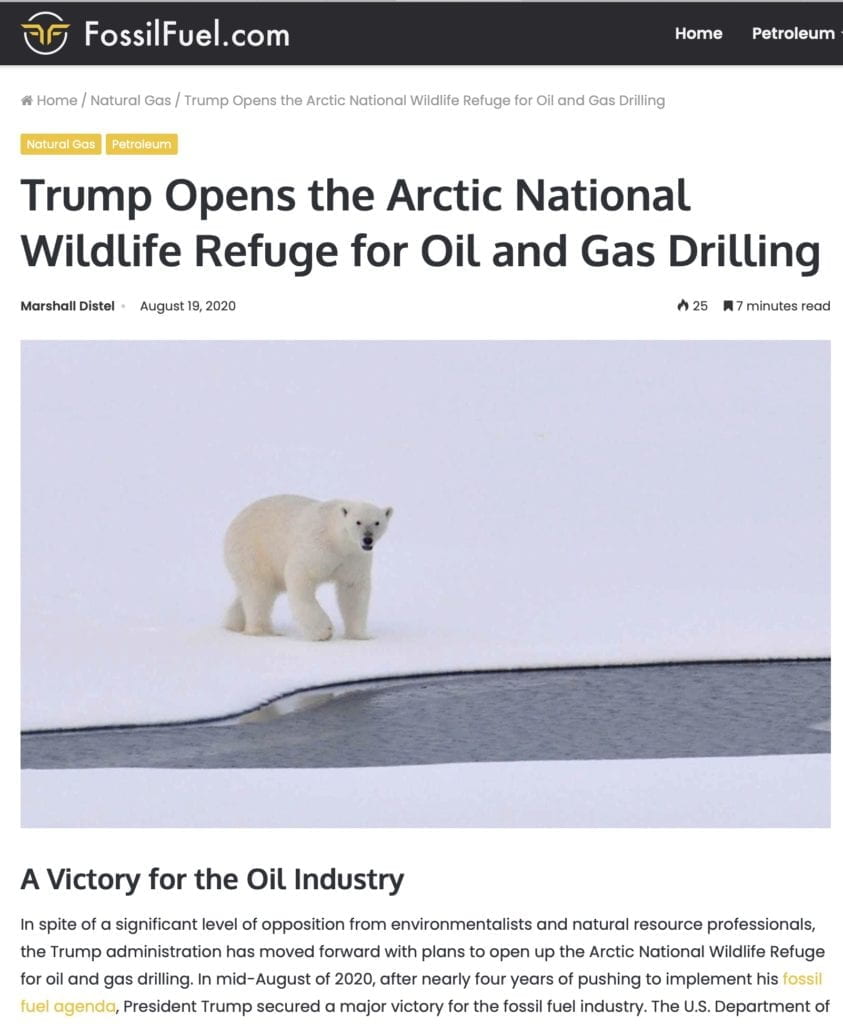 In spite of a significant level of opposition from environmentalists and natural resource professionals, the Trump administration has moved forward with plans to open up the Arctic National Wildlife Refuge for oil and gas drilling. In mid-August of 2020, after nearly four years of pushing to implement his fossil fuel agenda, President Trump secured a major victory for the fossil fuel industry. The U.S. Department of the Interior issued a formal statement and a Record of Decision to media outlets that highlighted the finalized plan to allow for oil and gas leasing in one of the most environmentally sensitive areas on the planet. After a series of environmental impact statements were finalized by the U.S. Department of Commerce, the National Oceanic and Atmospheric Administration, the National Marine Fisheries Service, and the Office of Protected Resources, the Trump administration was given the green light to open up the region to oil and gas operations.