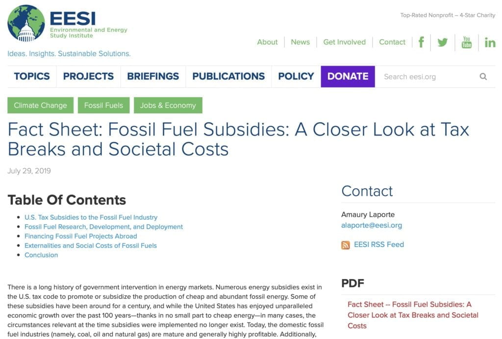 Fossil fuel tax subsidies