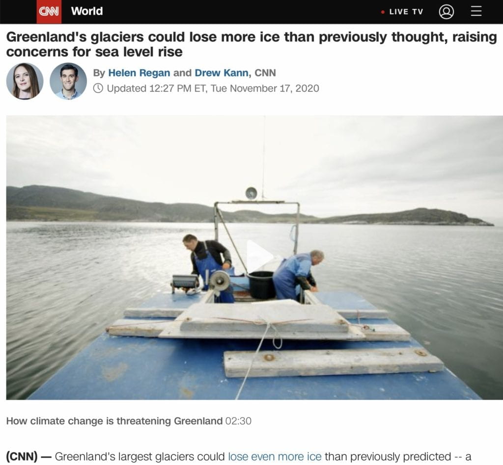 Greenland's glaciers could lose more ice than previously thought, raising concerns for sea level rise Helen Regan bylineCNN Digital Expansion 2016 Andrew Kann By Helen Regan and Drew Kann, CNN Updated 12:27 PM ET, Tue November 17, 2020