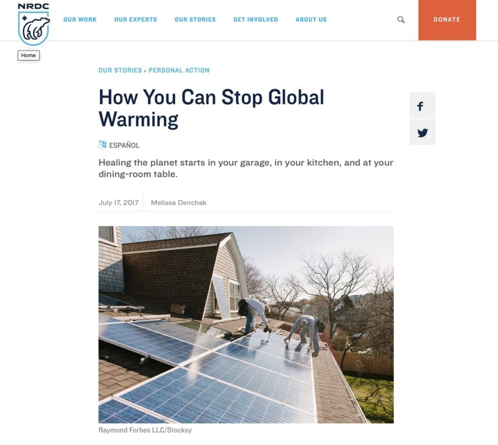 How You Can Stop Global Warming ESPAÑOL Healing the planet starts in your garage, in your kitchen, and at your dining-room table.