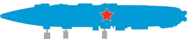 Floor plan of the Hangar Deck. A red star marks the center of the Douglas A-4 Skyhawk. When you enter the hangar deck from the Tower 1 gangway (bridge), turn right and go past the large steam accumulator pipes, commissioning bell, optical landing system (the concave mirror with lights on each side), ship propeller, TBM Avenger propeller plane, FJ-1 Fury jet plane and HUP helicopter. The A-4 Skyhawk is directly outside the entrance to On the Line: Intrepid and the Vietnam War on the left and just before the entrance to the Exploreum interactive hall.