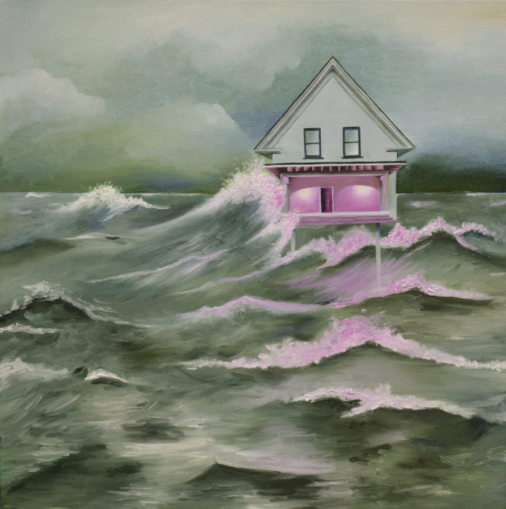 Painting of lighthouse in water