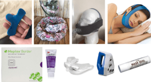 A grid of nine objects, which increase comfort during CPAP Machine usage. 