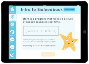 "Start" app's tutorial page shows space for wave module and gives instruction on how to make it move.