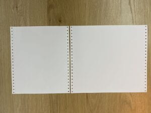 Two size of paper for embosser,
8.5 x 11 on the left and 11 x 11.5 on the right.