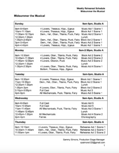 Mock Schedule Page 1