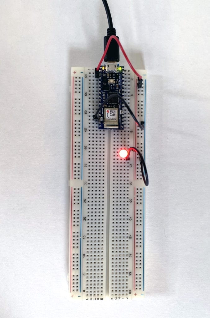 A simple circuit lighting up one LED. 