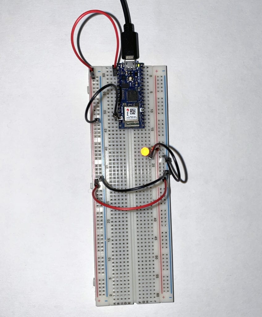 A simple circuit lighting up one LED. 