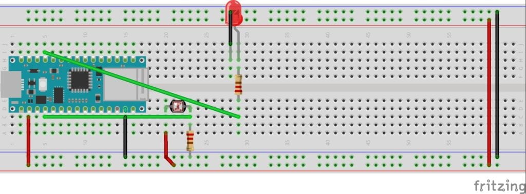 Light sensor used to light a LED