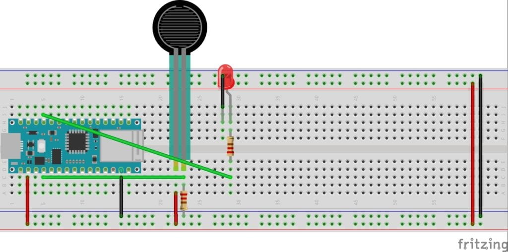 Pressure sensor used to light a LED