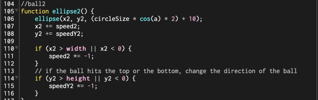 p5js sketch show a shifting circle size function.