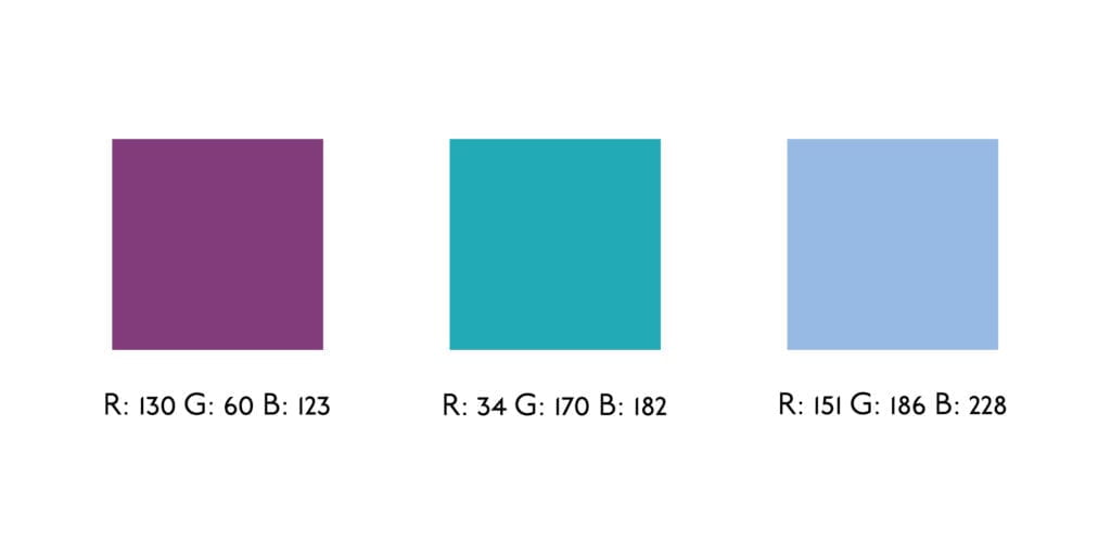 Three color swatches representing the main colors in the moonlight movie poster