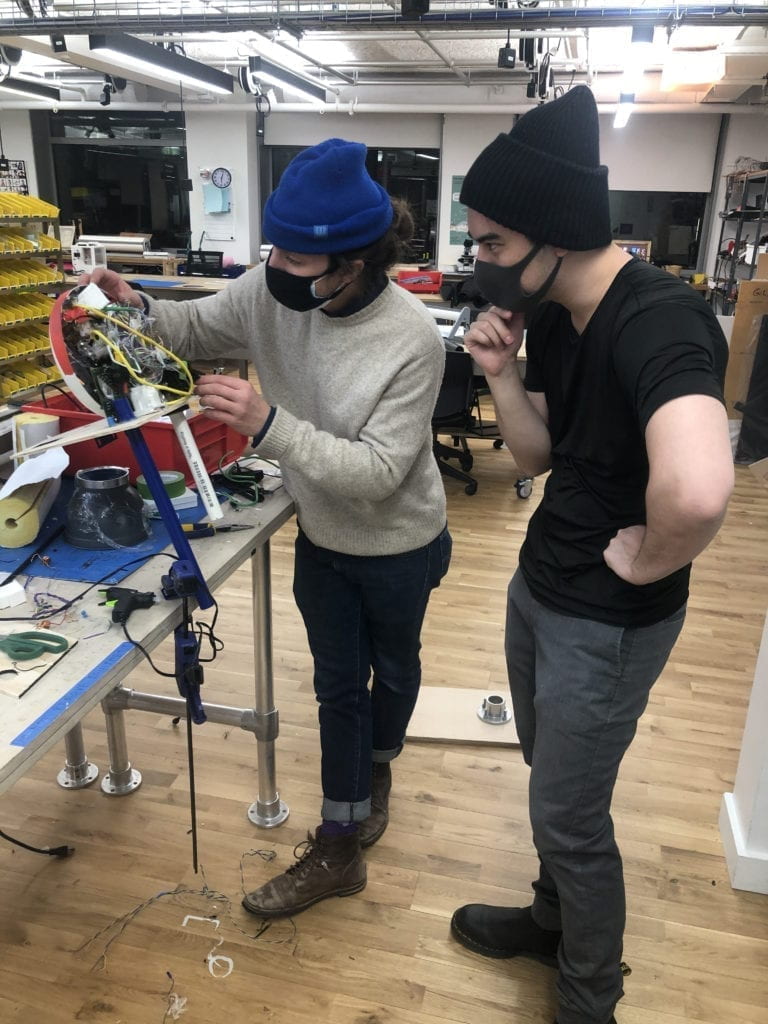 Alan and Nick building a sculpture