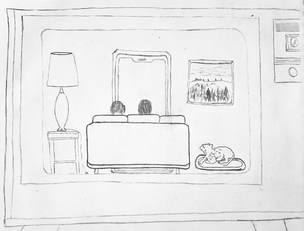 Drawing of video sculpture