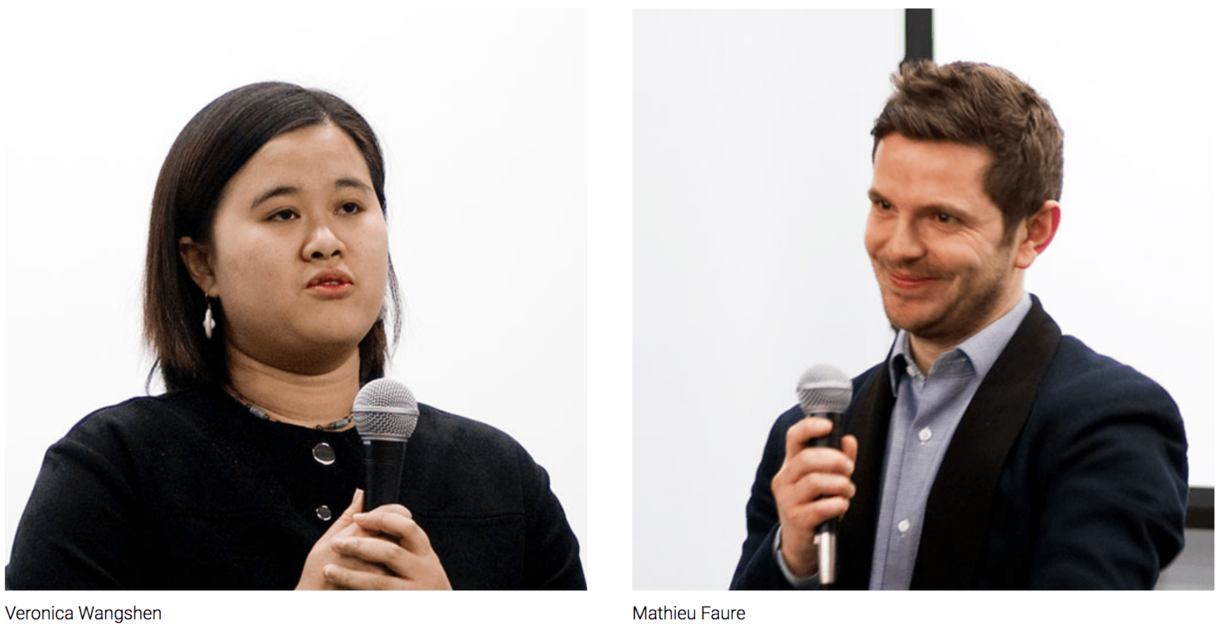 Photo of Veronica Wangshen (left) and Mathieu Faure (right)