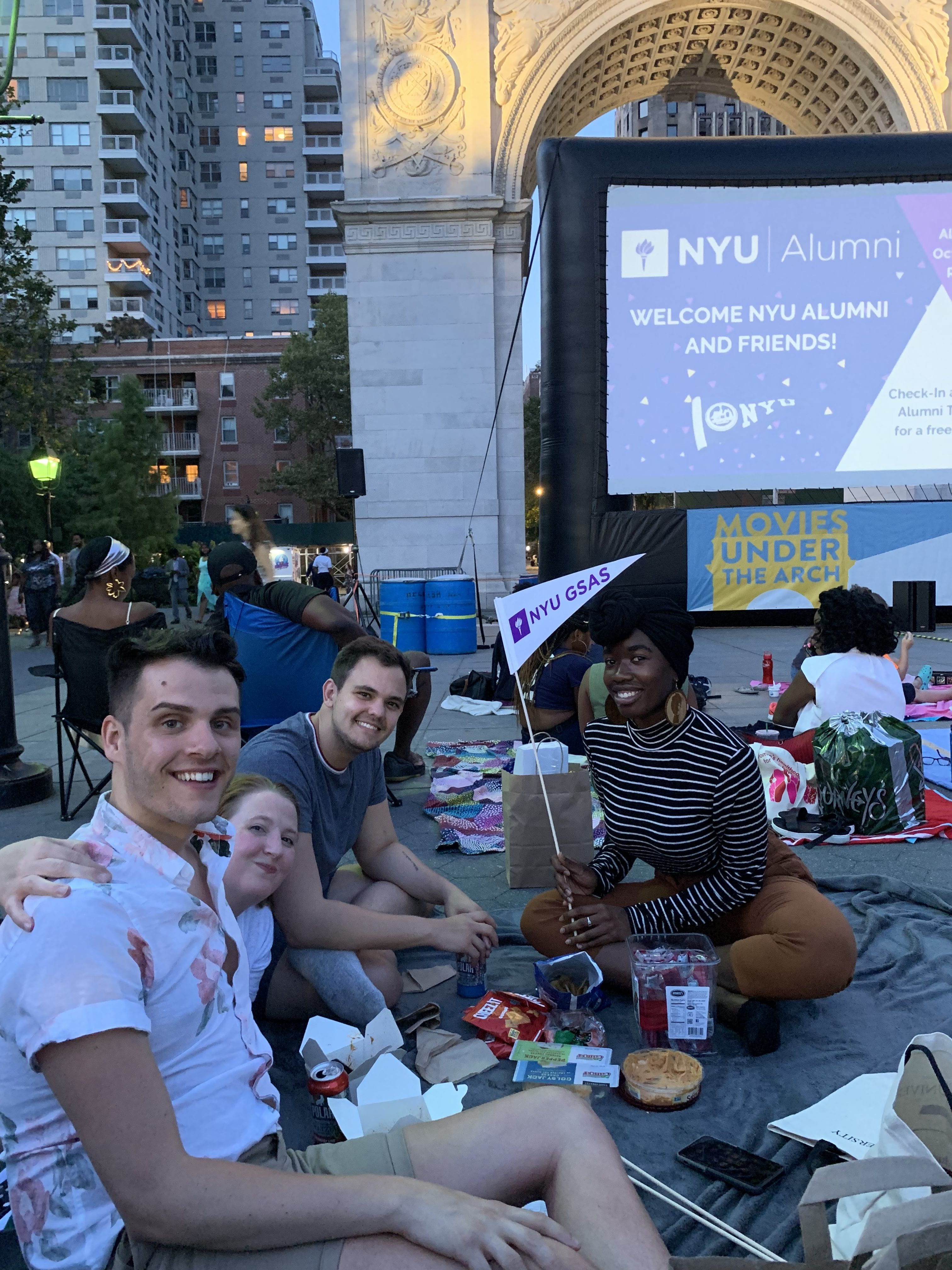 MCAA group at Movie Night Under the Arch