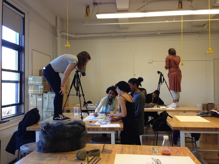 Students in the studio participating in Matter of Time.