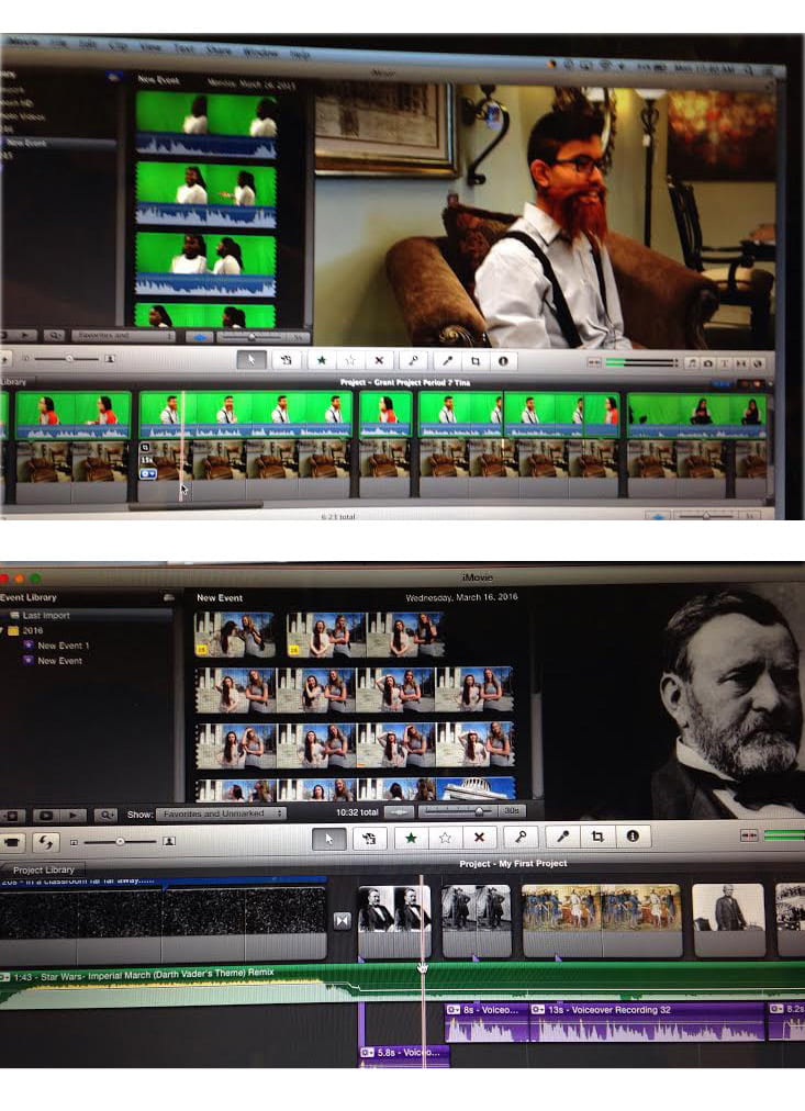 Photo of the editing process of the U.S. Grant project. 