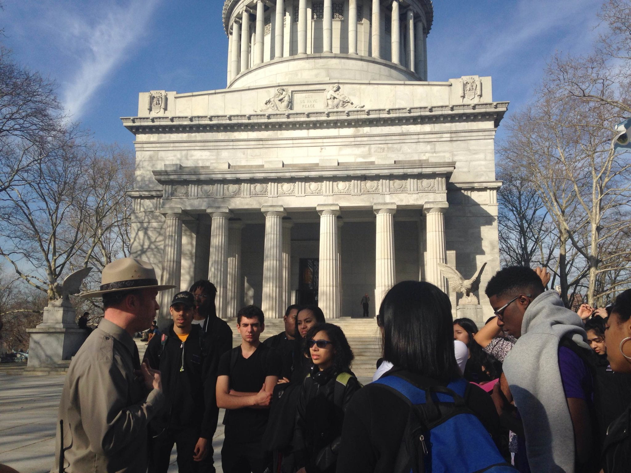 Students at a tour of General Grant National Memorial (aka, Grant’s Tomb).