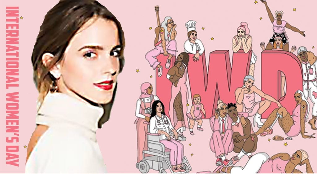 Image of fake advertisement for International Women's Day with Emma Watson