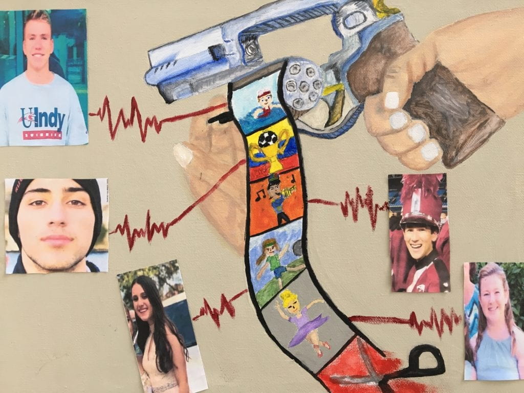 Student artwork of a gun.