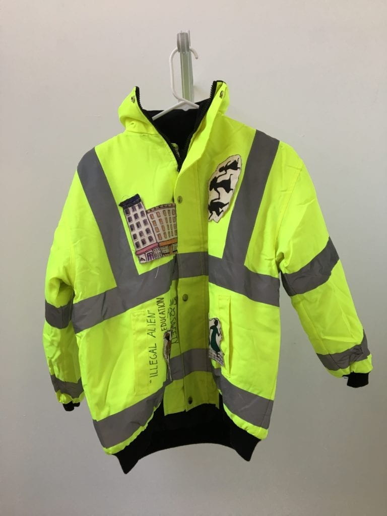 A hanging neon construction jacket