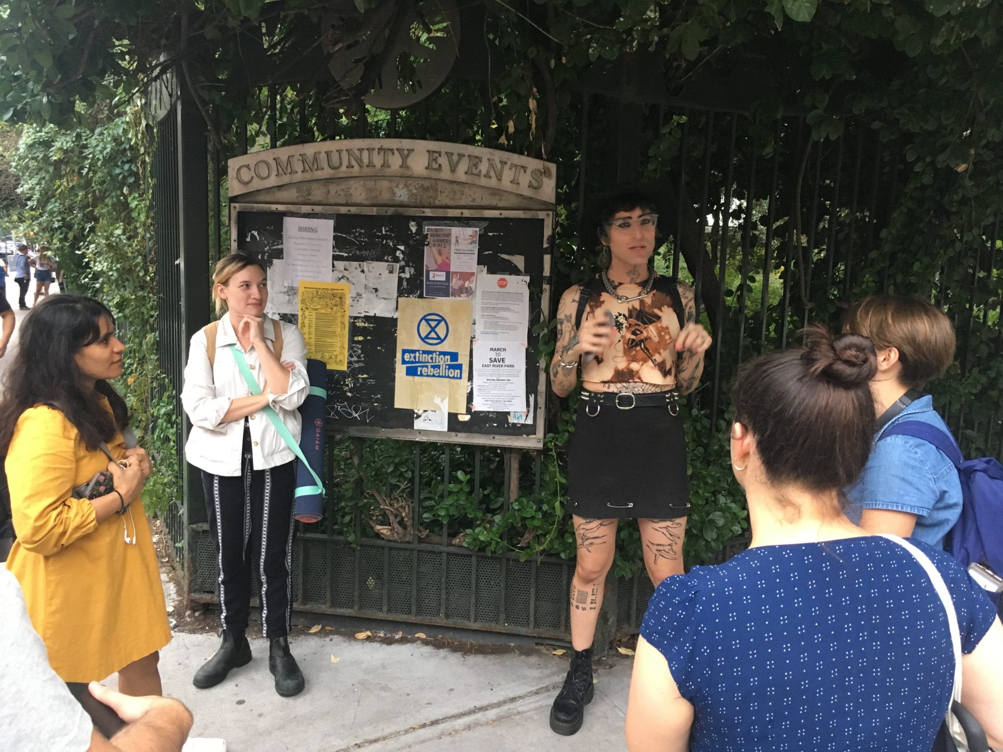 Tour stop in front of a LES community garden.