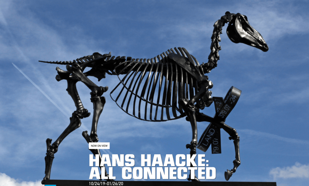 Exhibition title for Hans Haacke: All Connected exhibition.