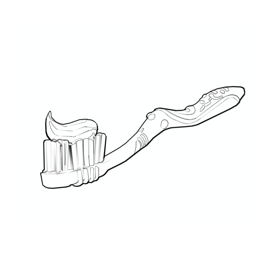 Line drawing of a toothbrush