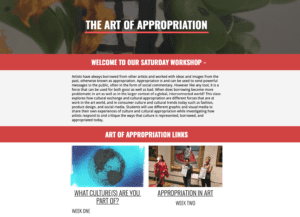 Screen shot of web page for Art of Appropriation class