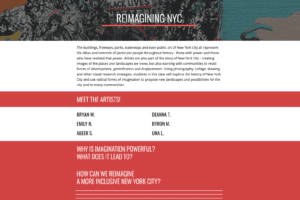 Screen shot of web page for Reimagining NYC class