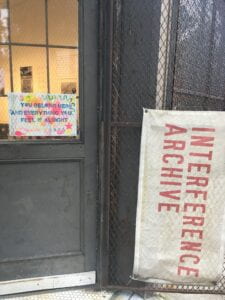 Image of the front door of the Interference Archive