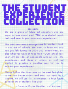 Screenshot of a page that says 'The Student Experience Collection' with written text describing the project and stars