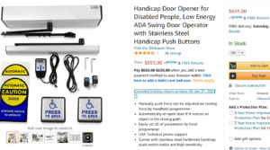 ADA handicap door opener. Electronic hinge for handicap individuals. 