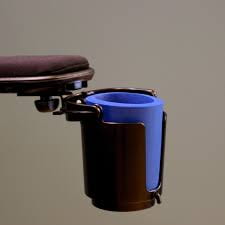 An example of a commercially available cup holder attached to a wheelchair