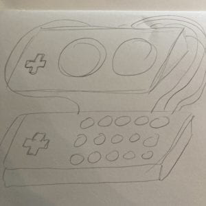 A quick sketch of a controller we are building. XBox adaptive controller is placed outside of a box.