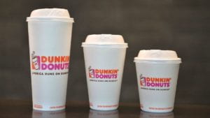 Photo of coffee sizes from Dunkin Donuts.