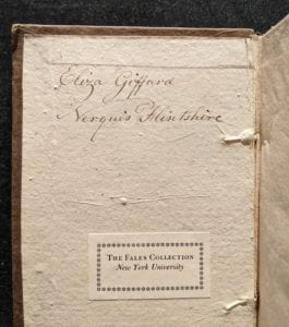 Inside cover of book showing ownership inscription.