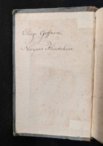 Inside cover of book showing ownership inscription.