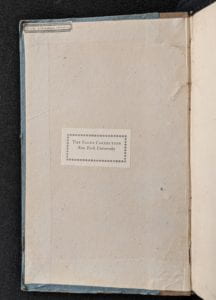 Inside cover of book showing booksellers label.