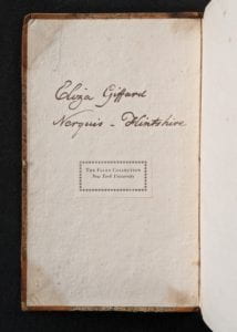 Inside cover of book showing ownership inscription.